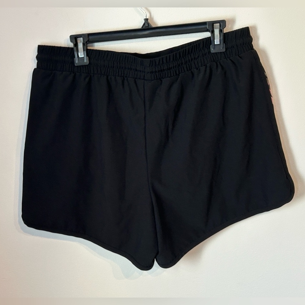 Hurley Women’s Size Large Black Tropical Palm Athletic Shorts Drawstring - Picture 3 of 4